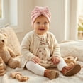 thumbnail image 2 of Wdgfv Velvet Baby Turban Hats with Bow, Stretchy Baby Head Cover Beanies for , Toddler, Head Wraps 0-24 Months, 2 of 4