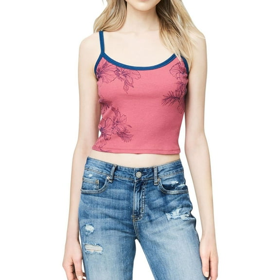 Aeropostale Womens Hibiscus Tank Top, Pink, Juniors, Medium