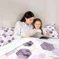 thumbnail image 4 of Manfei Plum Abstract Stripes Bedding Comforter Set 7pcs for Teens, Modern Watercolor Honeycomb Queen Bedding Sets, Square Artwork Queen Sheet Sets, Luxury Bedroom Decor, 4 of 7