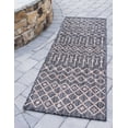 thumbnail image 1 of Unique Loom Trellis Collection Tribal Geometric Transitional Indoor and Outdoor Flatweave Runner Rug, 2' x 6', Charcoal Gray/Beige, 1 of 1