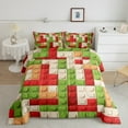 thumbnail image 2 of jejeloiu Building Block Print Bedding Comforter Set,Colorful Funny Toy Twin Comforter Sets,Abstract Striped Plaid Bedding Set For Kids,Super Cozy Room Decor Reversible,2 Pieces, 2 of 8