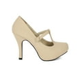 thumbnail image 2 of Qupid BB43 Women Nubuck T-Strap Almond Toe Platform Heel Pump, 2 of 5