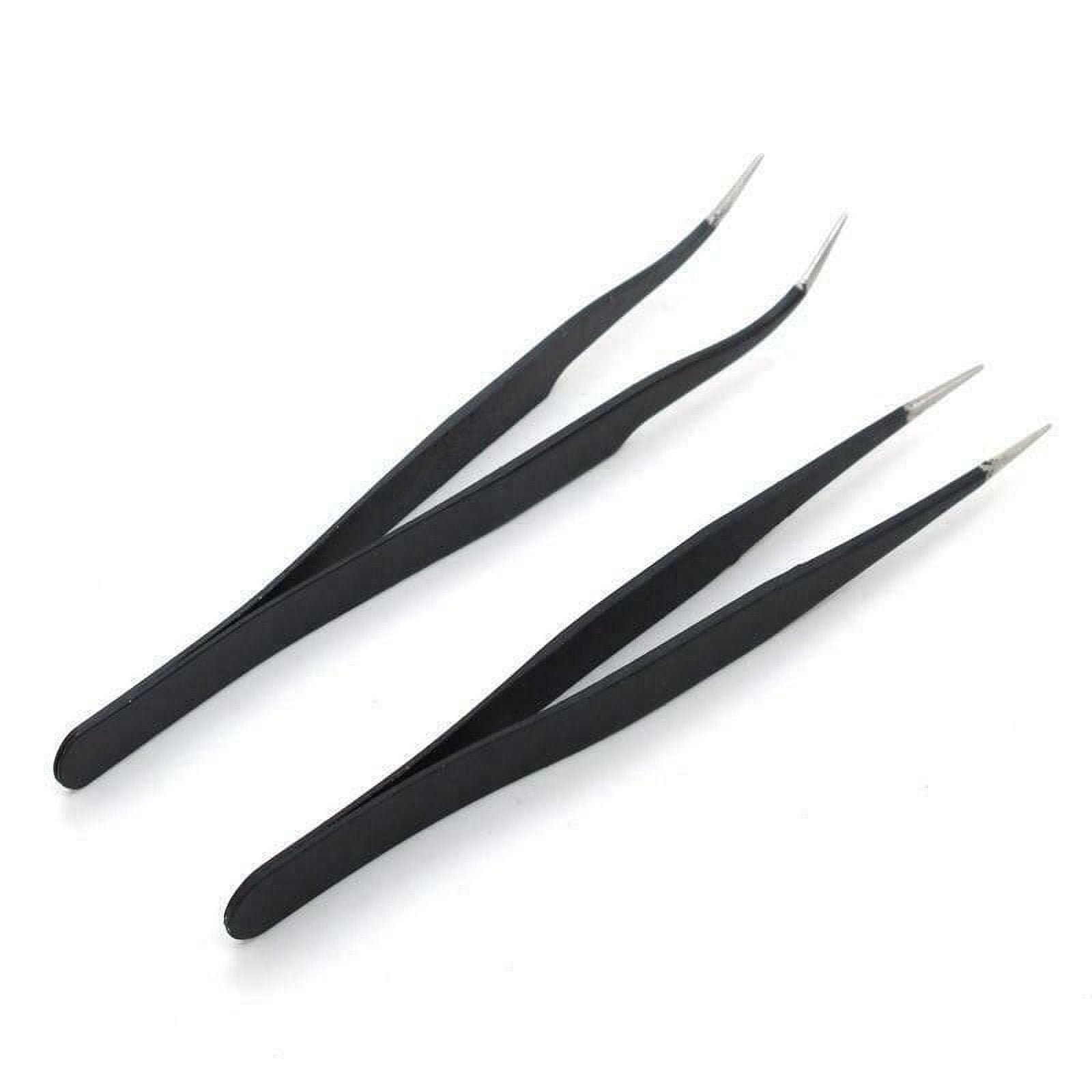 Tweezers for Eyelash Extensions, Straight and Curved Tip Tweezers