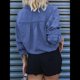 thumbnail image 5 of Camisa Vaquera Corta para Mujer, con Mangas 3/4 Enrolladas, Informal, Holgada, con Cordón Ajustable en el Dobladillo y Botones Delanteros. Azul Oscuro L, 5 of 6