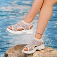 thumbnail image 4 of Rokment Women's Walking Sandals Lightweight Comfortable Mesh Cut-Out Open Toe Memory Foam Thick Sole Athletic Nursing Tennis Non Slip Work Sneakers Summer Shoes Pink Size 7, 4 of 6