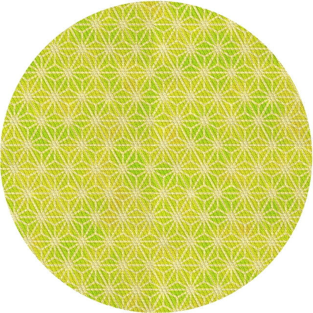 Ahgly Company Machine Washable Indoor Round Transitional Golden Brown Yellow Area Rugs, 5' Round
