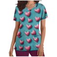 thumbnail image 2 of Soki Tuniques d'Infirmière pour Femmes Décontractées à Col en V, Imprimé Graphique de la Saint-Valentin, Manches Courtes, avec Poche, 2 of 5