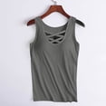 thumbnail image 5 of Women's Criss-Cross V Neck Tank Top with Built-in Bra and Padded Support Featuring Soft Stretchy Fabric Gray XXL, 5 of 7