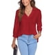 thumbnail image 5 of Sexy Dance Top de mujer con manga 3/4 y blusa holgada con cuello en V, 5 of 6