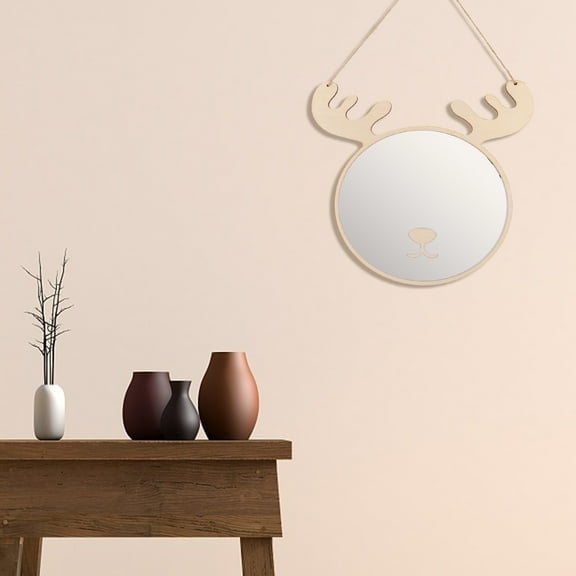 MLINS 1 Set Small Bear Mirror For Kids Room Nordic Wooden Wall Mirror Cute Hanging Mirror For Nursery Decorative Mirror Home Wall Decor