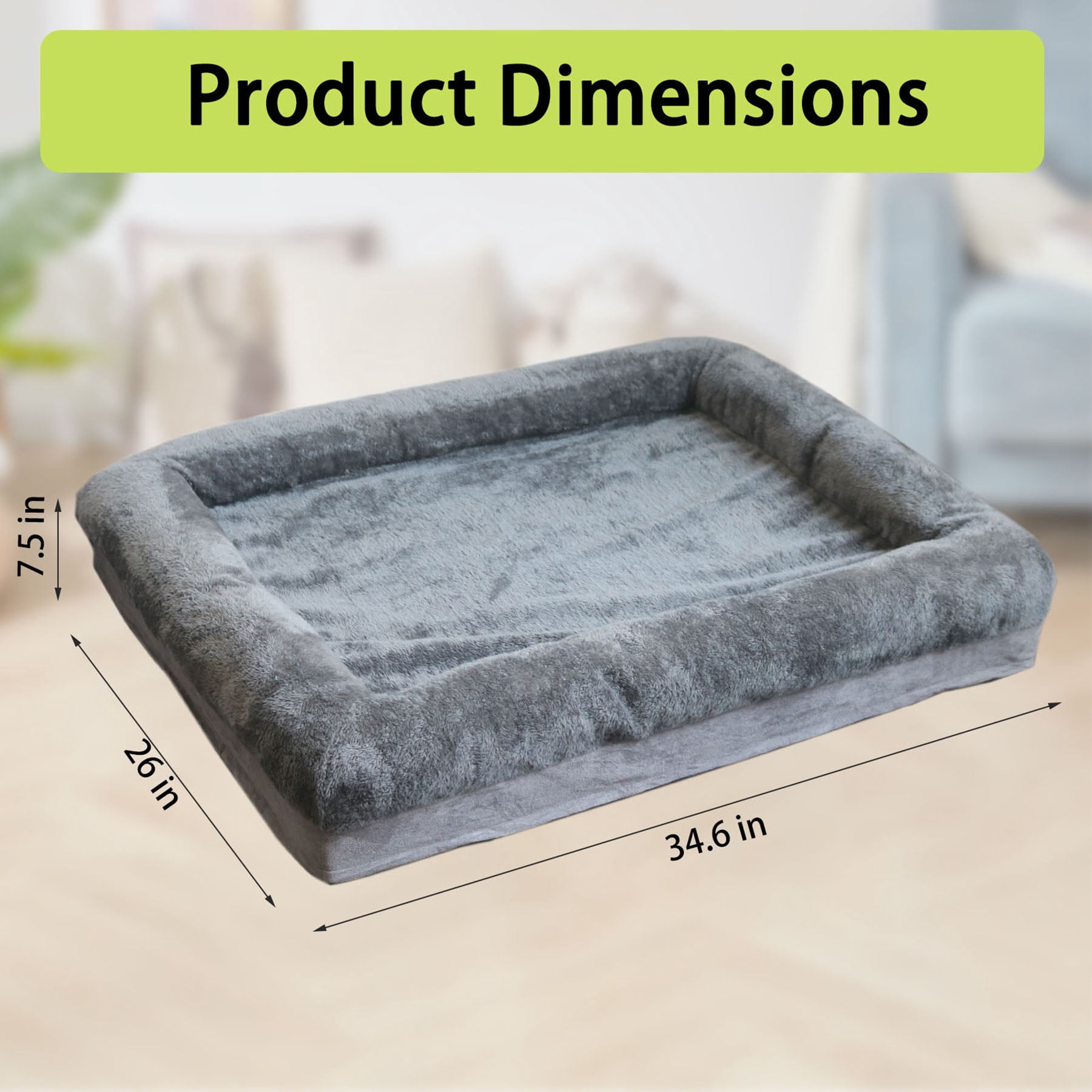 S-HOME Memory Foam Extra Large Dog Bed Waterproof Couch with Removable Cover Design Non-Slip Bottom For Extra Large Dogs, Width 26In