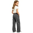 thumbnail image 6 of EnJoCho Girls Cargo Jogger Sweatpants Elastic High Waist Wide Leg Soft Cotton Loose Stretch Multi Pocket Trousers For Kids Outdoor Sports School Active Casual Wear, 6 of 9
