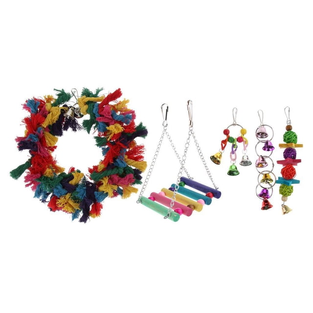 de Juguete de Entrenamiento de Loros de 5 , Accesorios para Jaulas de Pájaros, Campanas, , Columpio Salvador Pet Bird Ratttan Ball