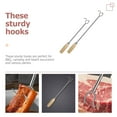 thumbnail image 4 of Meat Hook BBQ Food Turner Holder Wood Stainless Steel Butcher Hanging Hooks 2 Pcs, 4 of 6