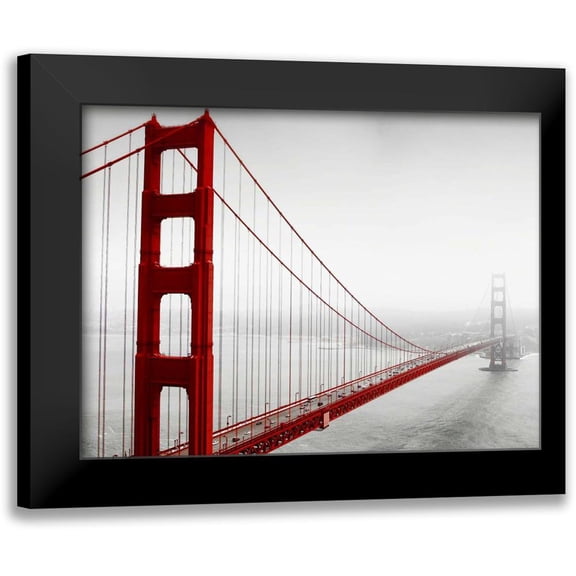 PhotoINC Studio 14x12 Black Modern Framed Museum Art Print Titled - Golden Gate Bridge in Fog