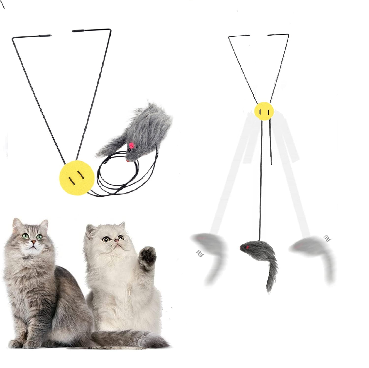 2 PCS 2 PCS Hanging Cat Toy Mouse,Cat Mouse Toy Interactive Toy Hanging Door Plush Mice 