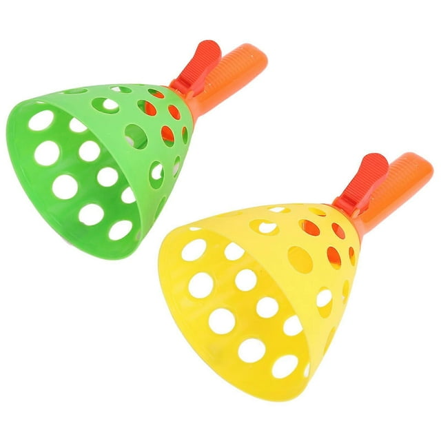 Pop and Catch Ball Game Kindergarten Outdoor Parent Child Launching Catch Ball Toy Set Yellow and Green
