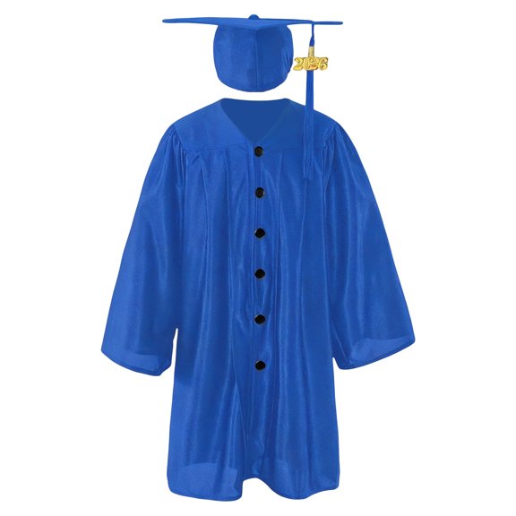 AWZXDE Toddlers Outfits Girl Solid Graduation Gown With Tassel Hat Kindergarten Grad Formal Toddlers Outfits Girl Blue - 3-4 Years