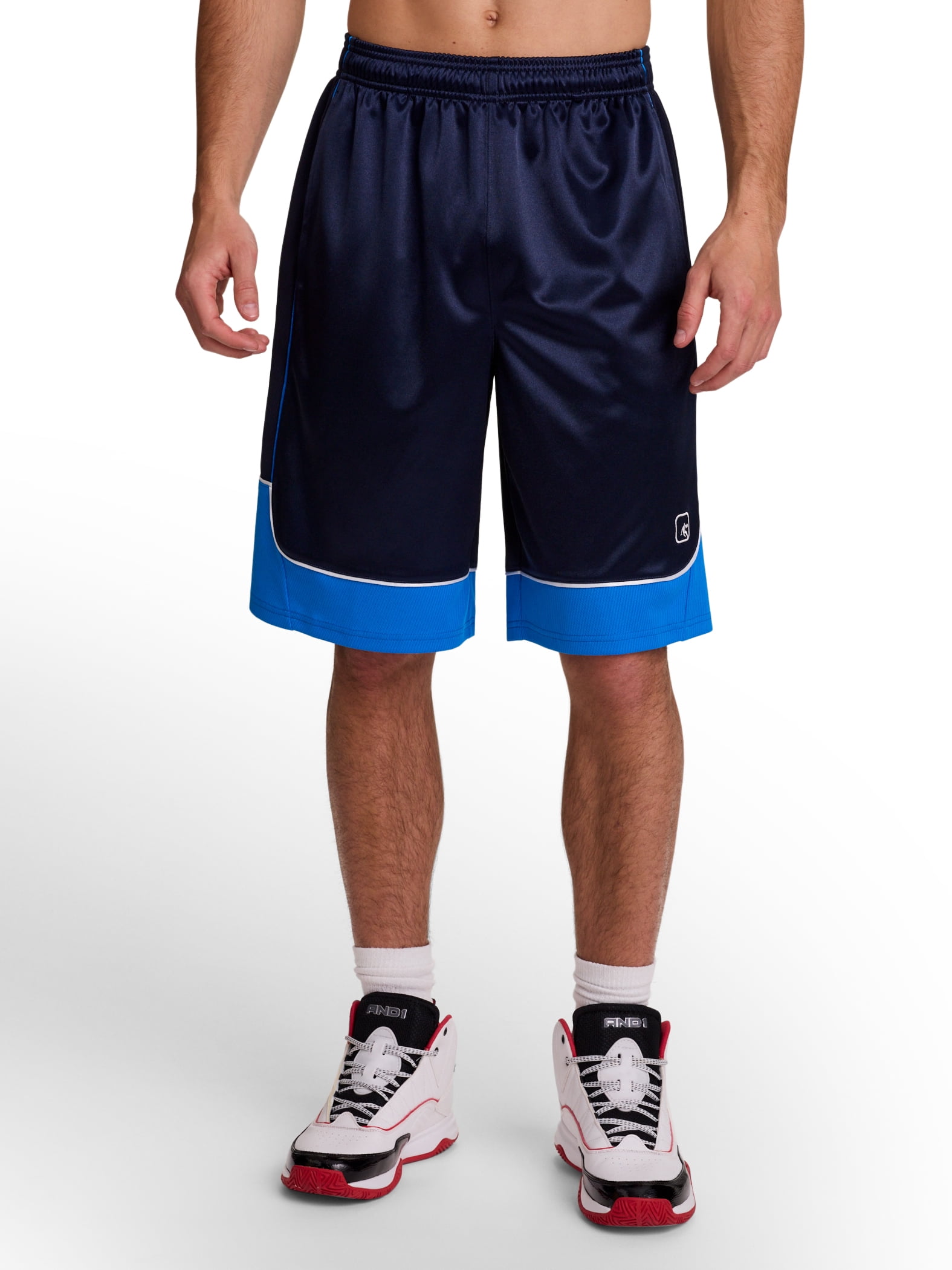 AND1 Men's and Big Men's All Court Colorblock Short, 11" inseam, up to Size 5XL