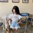 thumbnail image 4 of KAUOD Toddler Baby Girls Cotton T-Shirt, Fly Sleeve Lace Embroidered Floral Tee, Summer Ruffle Crop Top, Kids Fashion Blouses, 4 of 9