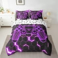 thumbnail image 2 of Erosebridal Teens Gaming Bedding Twin Size, Purple Geometric Bed in a Bag Twin size, Honeycomb Bedroom Decor, Reversible, 2 of 6