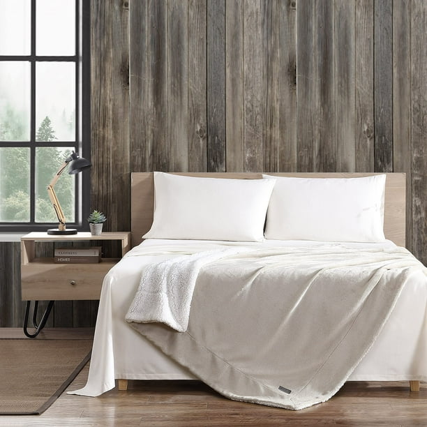 Eddie Bauer Ultra Plush Collection Throw Blanket Reversible Sherpa Fleece Cover Soft Cozy Perfect for Bed or Couch Full Queen Oyster Walmart