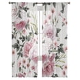thumbnail image 3 of Floral Pattern with Pink Roses Sheer Window Curtains for Living Room The Bedroom Modern Chiffon Voile Curtains Fabric Drapes, 3 of 7