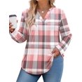 thumbnail image 6 of Zeagoo Womens Plus Size Long Sleeve Tops V Neck Plaid Roll Up Shirts Basic Casual Work Blouses, 6 of 6