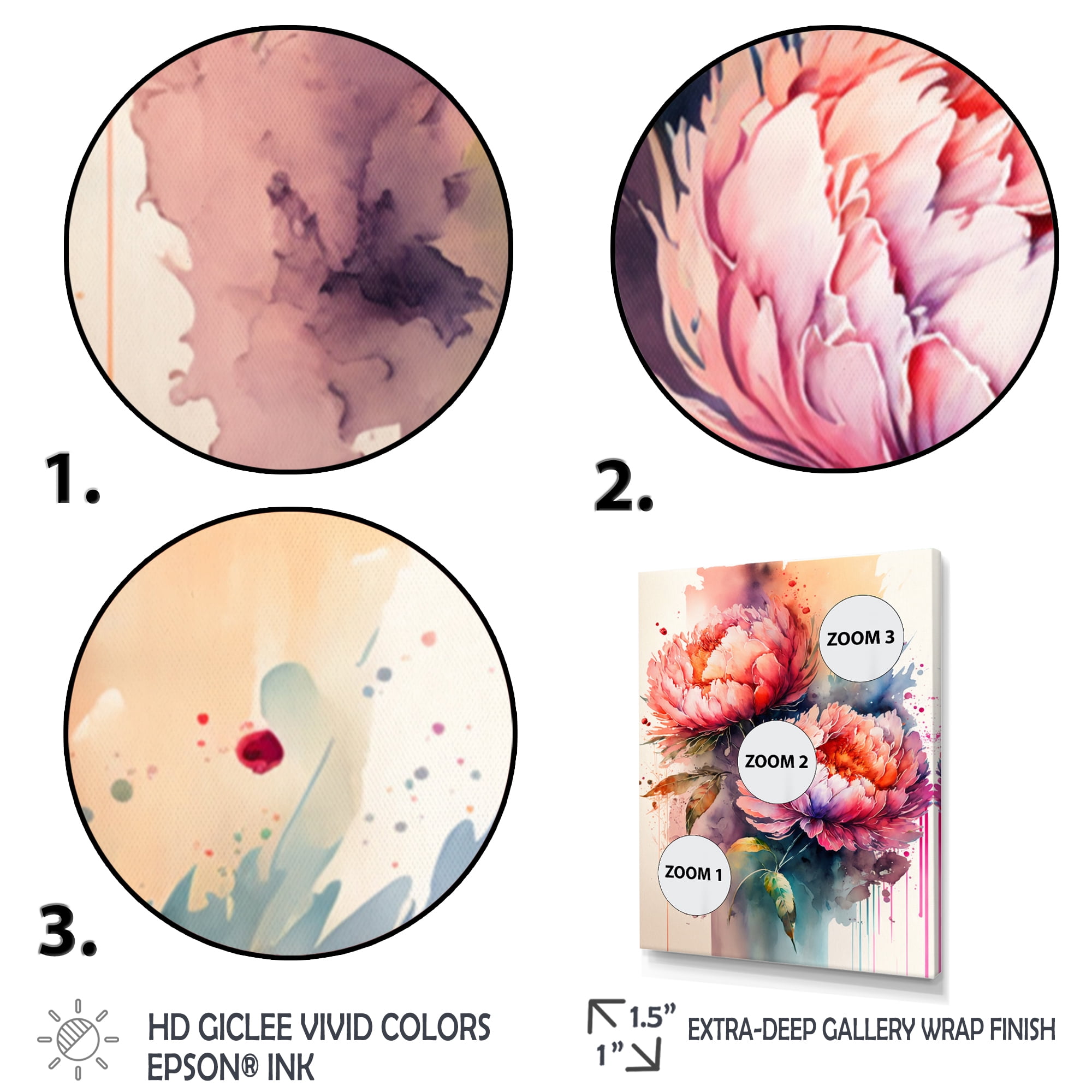 Designart Vibrant Peonies Canvas Wall Art