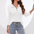 thumbnail image 7 of YEJIMAN White Shirt Women, Polyester,Spandex Plus Size Tunic Tops For Women, Women's V Neck 3/4 Sleeve Tops Quarter Zip Collared Shirts Shirts Summer Tees, 7 of 7