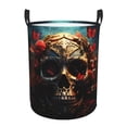 thumbnail image 6 of Lsque Artistic Flower Butterfly Skull pattern Laundry Hamper Basket, Tall Woven Rope Hamper Basket for Clothes, Lightweight Storage Basket, Collapsible Waterproof-Medium, 6 of 8