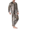 thumbnail image 2 of Sikiie Wooden Texture Mens Pajama Set, Soft Warm Long Sleeve Sleepwear, Cozy Button-Down Pjs for Men-X-Large, 2 of 7
