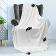 thumbnail image 4 of Spider Web Soft Flannel Fleece Throw Blanket, Spider with Net in Different Trap Varieties Funny Characters with Fangs, Cozy Plush for Indoor and Outdoor Use, 50" x 70", Black White, by Ambesonne, 4 of 5