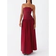 thumbnail image 7 of Red Strapless Ruched Drop Waist Maxi Dress Flowy A-Line Evening Gown, 7 of 7