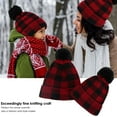 thumbnail image 2 of Viworld Parent-Child Family Matching Hats Winter Knit Hat Mother Kids Christmas Hat Red Plaid Pompom Beanie Cap, 2 of 9