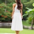 thumbnail image 3 of Women’s Halter Neck A-Line Midi Dress Sleeveless Tie Waist Casual Summer Vacation Dress, 3 of 7
