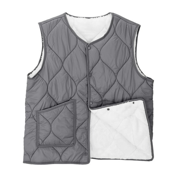 Women Lightweight Fleece Vests Button up Sleeveless Padded down Jacket Warm Winter Outerwear with Pockets New Oversized Outerwear Jackets Dark Gray XXL
