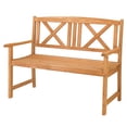 thumbnail image 2 of Zimtown 46 in Outdoor Wood Garden Bench with Armrest for 2 Person, Wooden Bench w/ Armrest and Backrest, 2 of 7