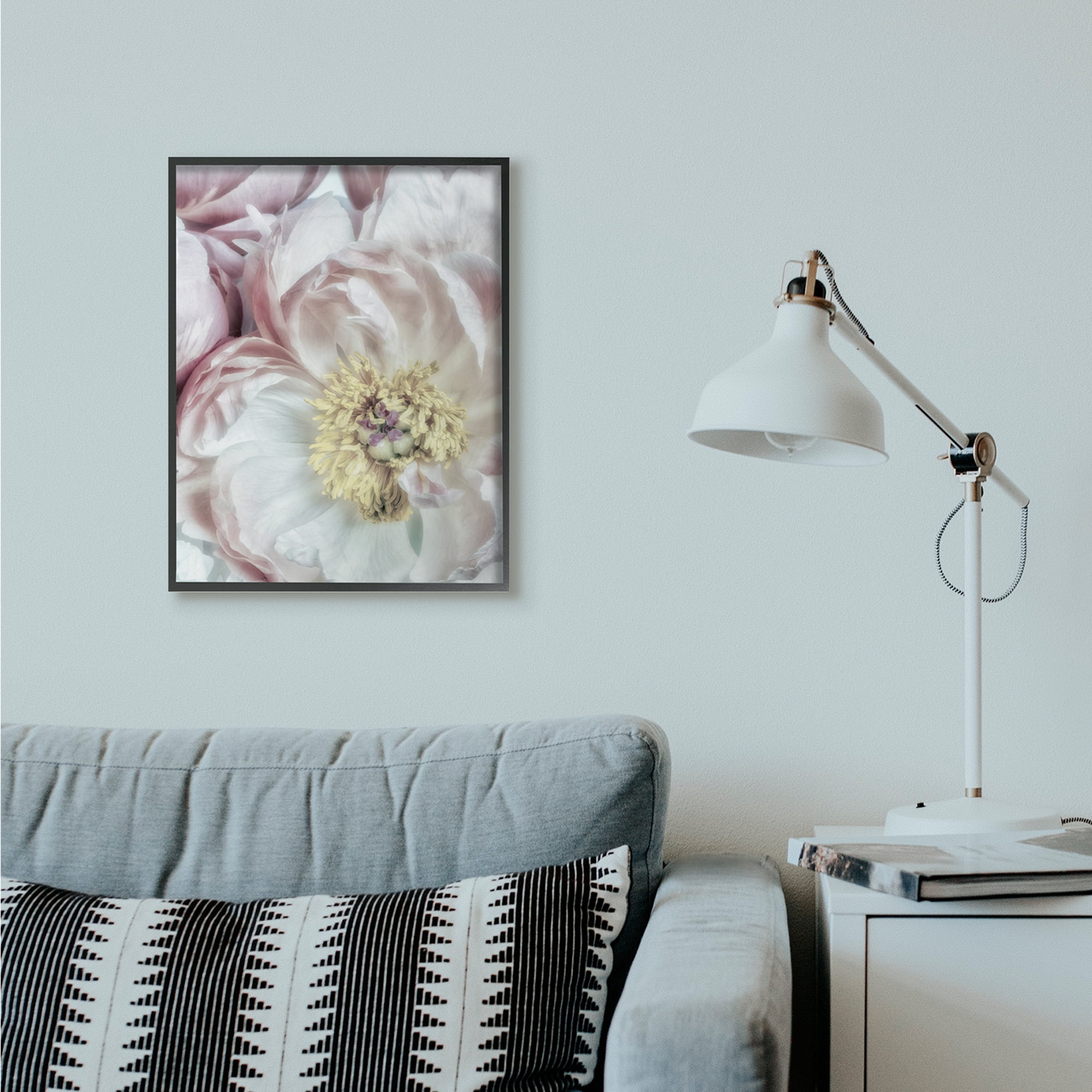 Stupell Industries Soft Flower Bloom Neutral Pink White Photograph Framed Wall Art by Dianne Poinski, 24" x 30", Black Framed
