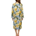 thumbnail image 2 of Xoenoiee Lemon Flower Print Robes for Women Long Zipper Bathrobes Lightweight House Coat Soft Sleepwear with Pockets Crew Neck Loungewear, 2XL, 2 of 7