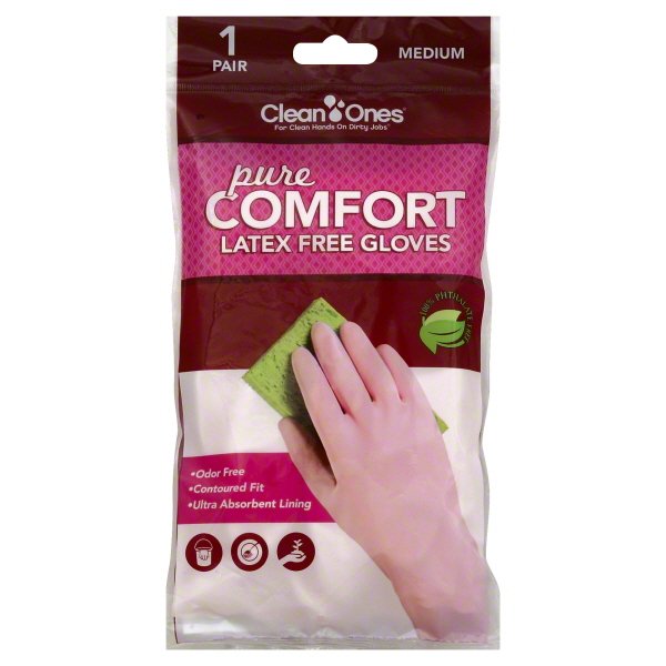 Clean Ones Pure Comfort Latex Free Gloves, Medium, 1 pr