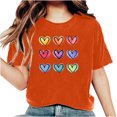 thumbnail image 2 of Basic Tops for Woman Dgankt Women's Valentine's Day Short Sleeve T-Shirt Letter Printed Solid Color Tops Short Sleeve Round Neck Tops, 2 of 6