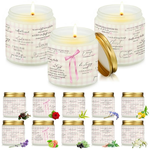 Velas de oración Lewtemi con aroma cristiano, 10 tarros, 100 ml