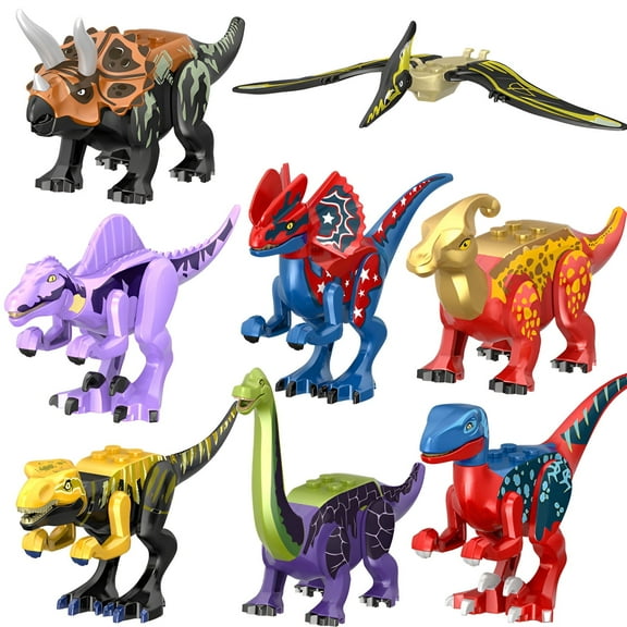 BESTSKY 8Pcs Toddler Blocks,Realistic Dinosaurs Building Blocks,Non-Toxic Abs Toy Building Sets