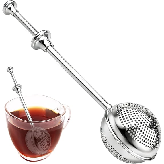 Tea Ball Tea Infuser for Loose Leaf Tea, Stainless Steel Tea Strainer with Retractable Long Handle, Fine Mesh Tea Diffuser Reusable Tea Accessory(Silver)1Pcs