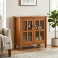 thumbnail image 3 of Simpli Home Warm Shaker 32 inch Wide Solid Wood Transitional Low Storage Cabinet in Light Golden Brown, 3 of 12