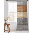 thumbnail image 3 of Sheer Curtains 84 Inches Long, Farmhouse Haze Blue Brown Semi Sheer Curtains Light Filtering Window Treatment, Vintage Wooden Striped Privacy Voile Drapes for Living Room Bedroom 52x84 Inch, 3 of 7