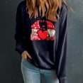 thumbnail image 2 of ibuvkizy Sweatshirt for Women Valentine's Day Round Neck Lover's Love Print Sweatshirt Long Sleeved Pullover Top/shirt Navy,XL, 2 of 4