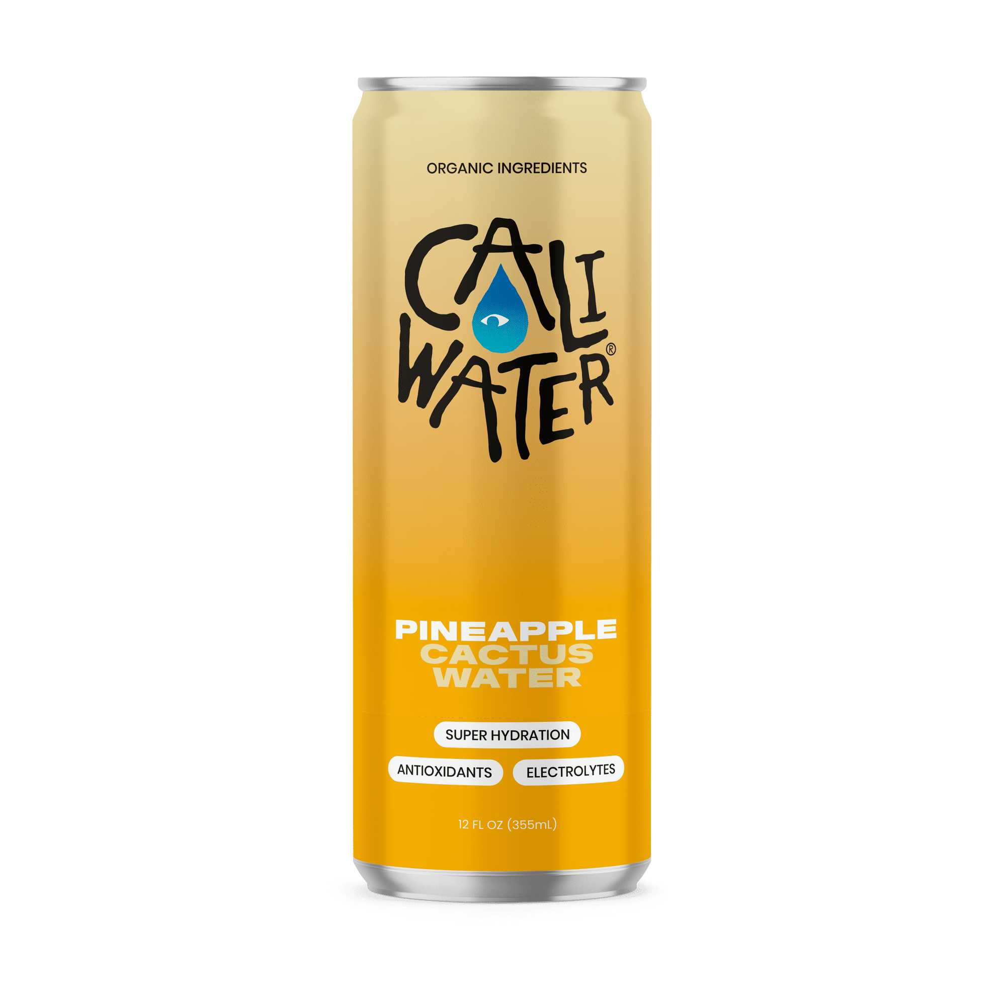 Caliwater Organic Cactus Water, Pineapple, Single Can, Coconut Water Alternative, 12 fl oz, Crisp
