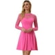 thumbnail image 2 of Vestido corto de una línea de fiesta de patinadora transparente de malla con lunares de corazón para mujer Allegra K Rosa Caliente XS, 2 of 2